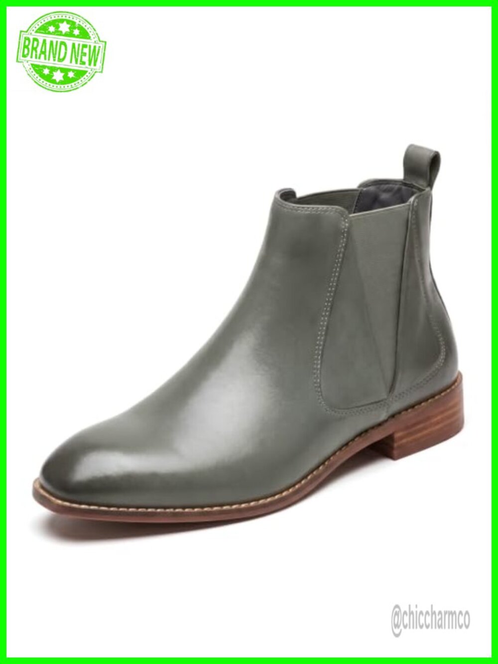 Mona Flying Women's Leather Chelsea Ankle Boot Low Heel Pull On